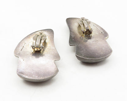 BAYANIHAN 925 Silver  Vintage Dark Tone Modernist Non Pierce Earrings  EG5899
