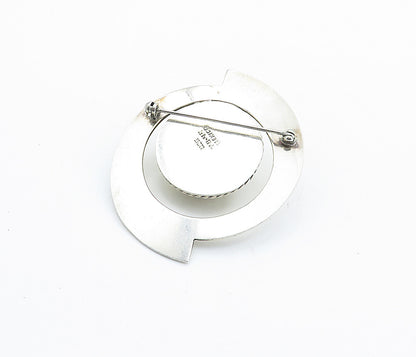 MEXICO 925 Sterling Silver  Vintage Shiny Two Tone Dome Brooch Pin  BP2732