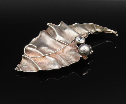 AVI SOFFER ISRAEL 925 Silver  Vintage Large Cubic Zirconia Brooch Pin  BP10030