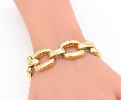 925 Sterling Silver Vintage Bracelet Gold Plated Interlocking Chain BT11735