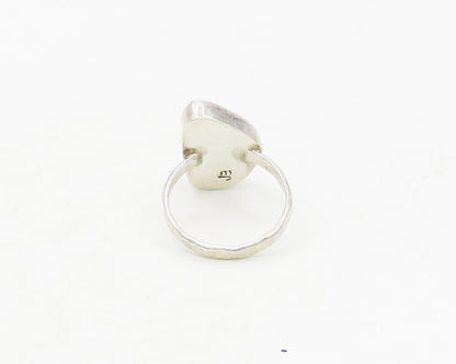JENNIFER BEGAY NAVAJO 925 Silver  Vintage Agate Cocktail Ring Sz 7  RG17396