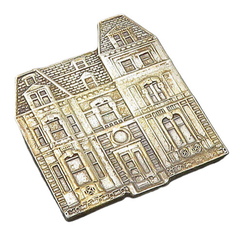 MFA 925 Sterling Silver  Vintage Shiny Dark Tone House Brooch Pin  BP7657