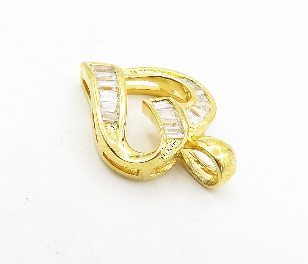 925 Sterling Silver  Cubic Zirconia Gold Plated Love Heart Pendant  PT6483