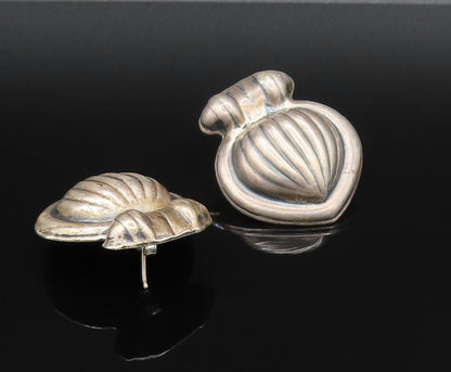 MEXICO 925 Sterling Silver  Vintage Hollow Ribbed Drop Earrings  EG12099
