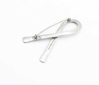 MEXICO 925 Sterling Silver  Vintage Minimalist Ribbon Motif Brooch Pin  BP2647