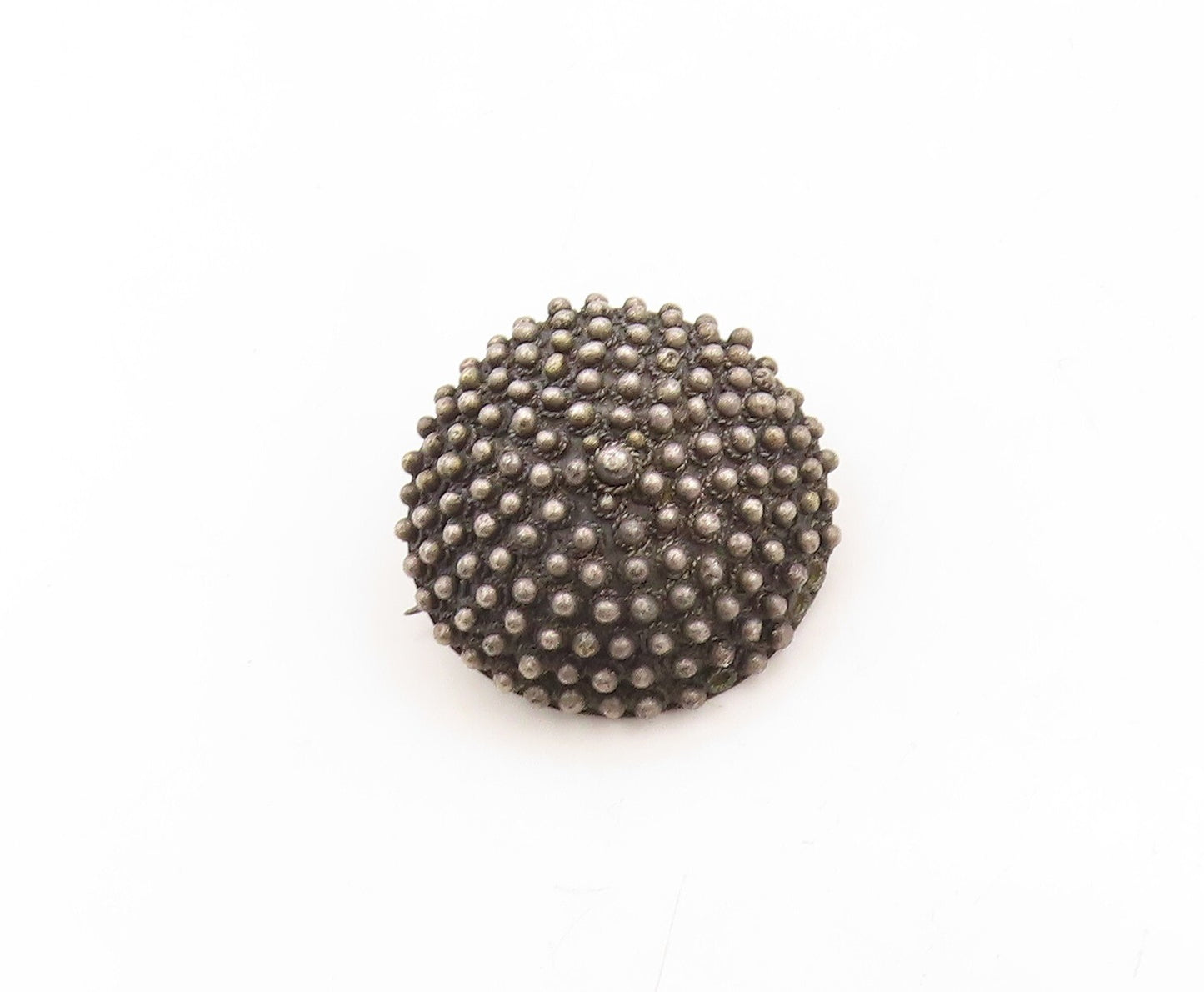 925 Sterling Silver Vintage Brooch Pin ISRAEL Dark Tone Bead Carved  BP11299