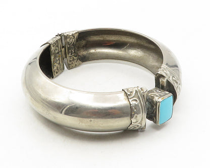 925 Sterling Silver  Vintage Turquoise Swirl Detail Bangle Bracelet  BT4160