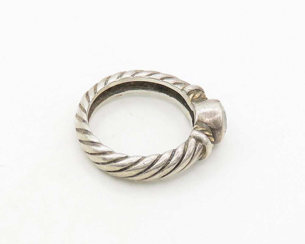 925 Silver & 14K GOLD  Vintage Cubic Zirconia Twist Band Ring Sz 6  RG19638