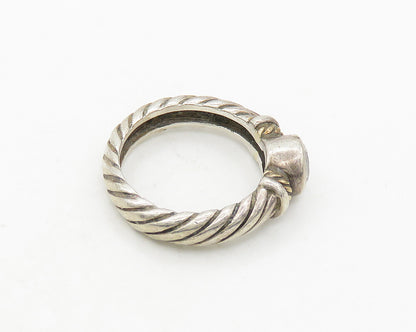 925 Silver & 14K GOLD  Vintage Cubic Zirconia Twist Band Ring Sz 6  RG19638