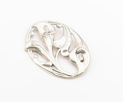 DANECRAFT 925 Sterling Silver  Vintage Shiny Floral Vine Brooch Pin  BP4326