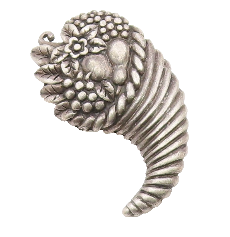 925 Sterling Silver  Vintage Dark Tone Flower Basket Cone Brooch Pin  BP6540