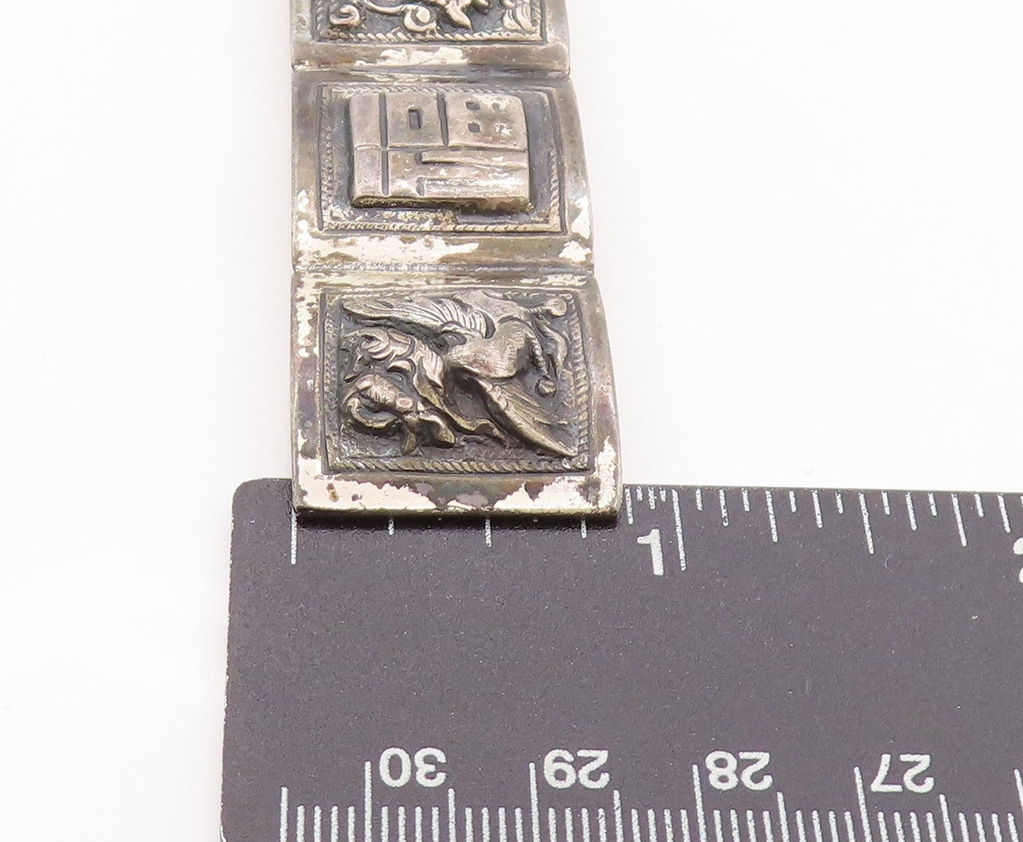 925 Sterling Silver Vintage Brooch Dark Tone Peruvian Storyteller Panel  BP11636
