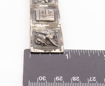 925 Sterling Silver Vintage Brooch Dark Tone Peruvian Storyteller Panel  BP11636