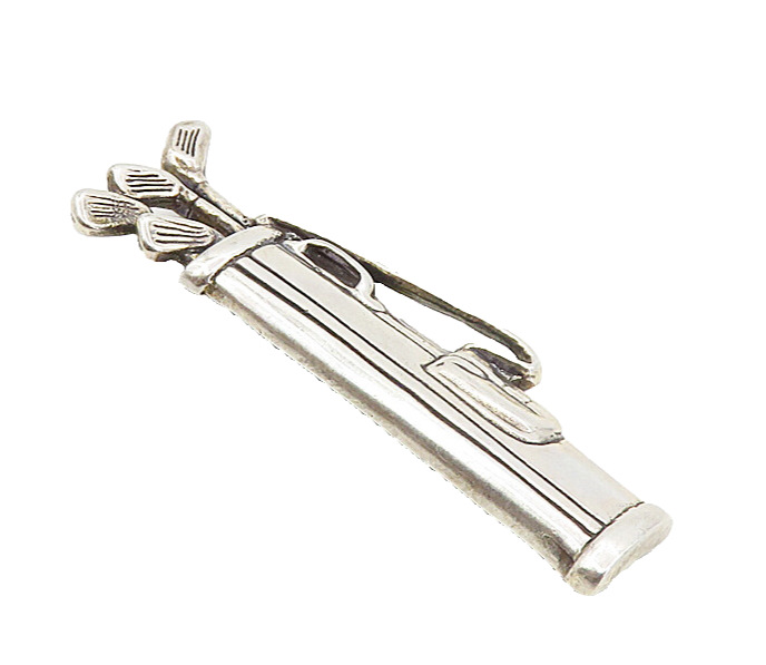 H&H DEMATTEO 925 Sterling Silver  Vintage Bag Of Golf Clubs Brooch Pin  BP3306