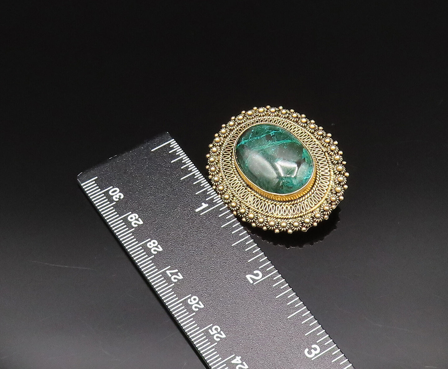 ISRAEL 925 Sterling Silver Vintage Oval Eilat Beads & Wire Brooch Pin  BP9809