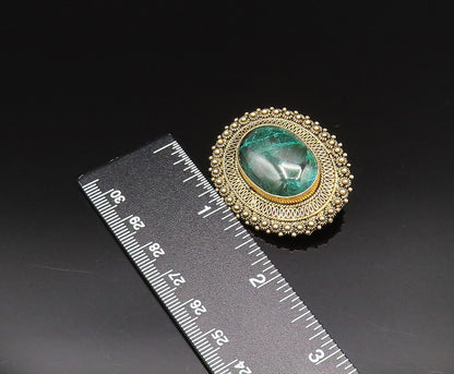 ISRAEL 925 Sterling Silver Vintage Oval Eilat Beads & Wire Brooch Pin  BP9809