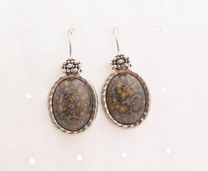 925 Sterling Silver Vintage Earrings MICHAEL DAWKINS Oval Gemstone  EG13227