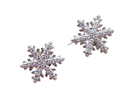925 Sterling Silver  White Cubic Zirconia Snowflake Stud Earrings  EG1425