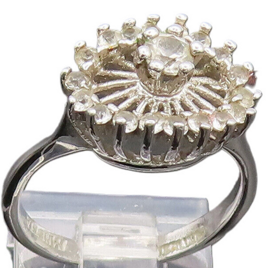 PANETTA 925 Silver  Vintage Spiked Flower White Topaz Ring Sz 6.25  RG27038