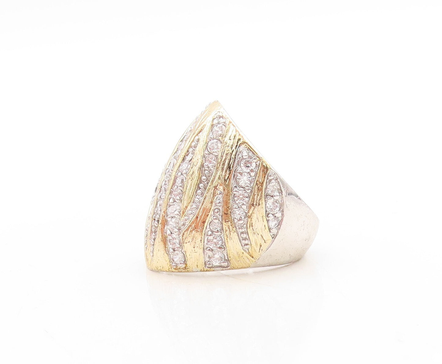 925 Sterling Silver Vintage Ring KABANA Dark Tone Cutout Topaz  Sz 9.5  RG31917