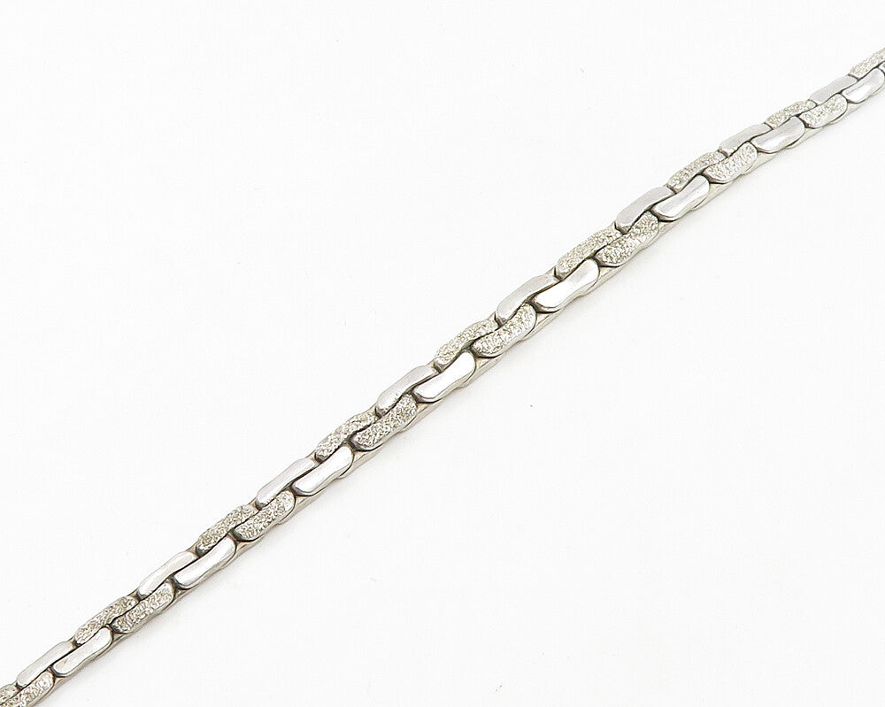925 Sterling Silver  Vintage Shiny Textured Snake Chain Necklace  NE3038