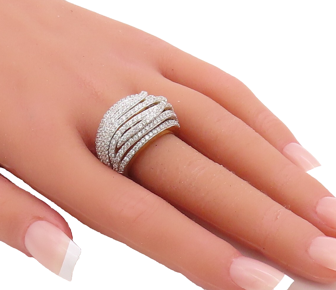 925 Sterling Silver Vintage Ring Gold Plated Designer CZ Inlay Band Sz 7 RG30541