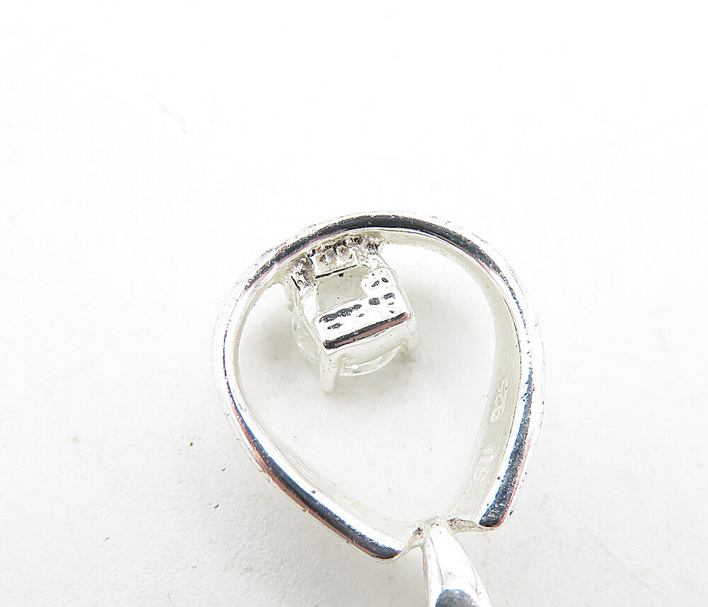 925 Sterling Silver  Petite Cubic Zirconia Open Tear Drop Pendant  PT3992