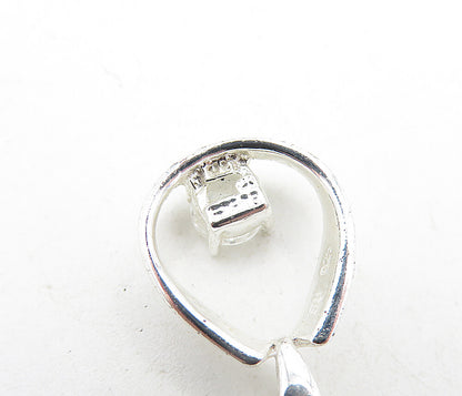 925 Sterling Silver  Petite Cubic Zirconia Open Tear Drop Pendant  PT3992