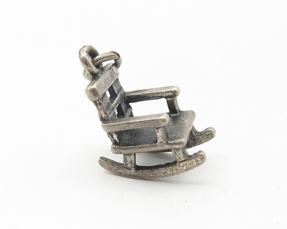 925 Sterling Silver  Vintage Oxidized Petite Rocking Chair Pendant  PT8894