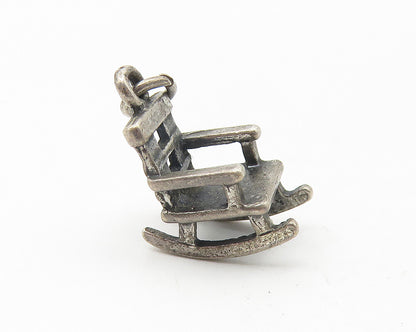 925 Sterling Silver  Vintage Oxidized Petite Rocking Chair Pendant  PT8894