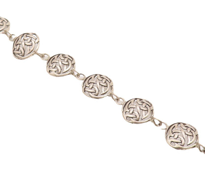 925 Sterling Silver Vintage Bracelet Round Cutout Celtic Knots  BT10637