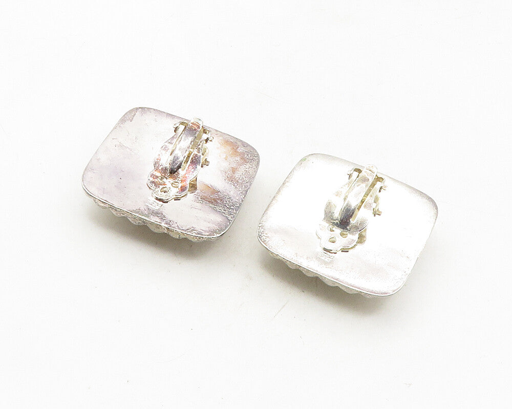 925 Sterling Silver  Vintage Shiny Brick Layer Non Pierce Earrings  EG5151