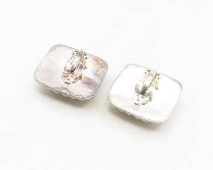 925 Sterling Silver  Vintage Shiny Brick Layer Non Pierce Earrings  EG5151