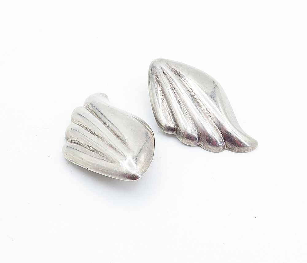 MEXICO 925 Sterling Silver  Vintage Hollow Fluted Non Pierce Earrings  EG2807