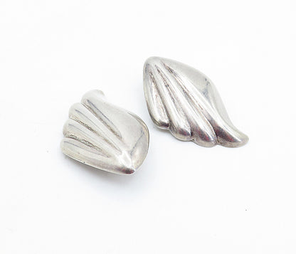 MEXICO 925 Sterling Silver  Vintage Hollow Fluted Non Pierce Earrings  EG2807