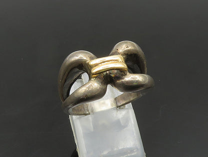 925 Silver & 14K GOLD  Vintage Open Shank Connector Band Ring Sz 6  RG24368