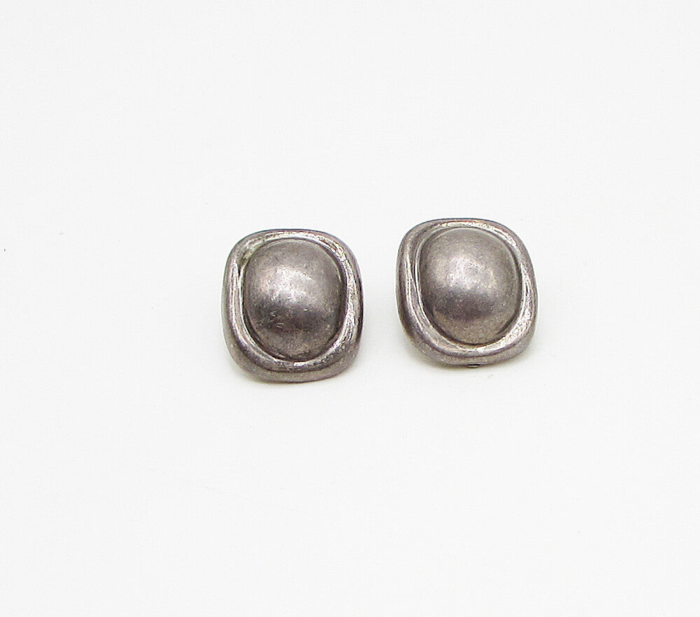 ZINA 925 Sterling Silver  Vintage Dome Button Design Clip On Earrings  EG1981