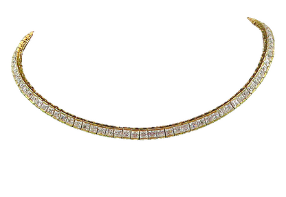 925 Sterling Silver  Shiny Cubic Zirconia Gold Plated Chain Necklace  NE2737