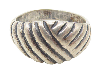 925 Sterling Silver  Vintage Dark Tone Etched Detail Band Ring Sz 6.5  RG11019