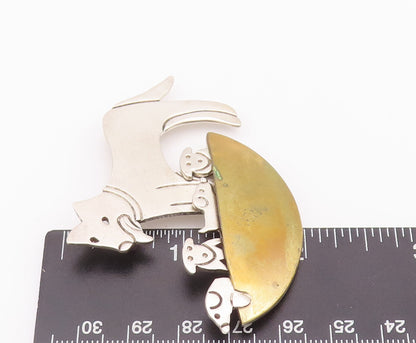 925 Sterling Silver Vintage Brooch Pin CHRISTINA MEXICO Happy Dog Family BP10740