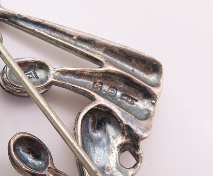 925 Sterling Silver Vintage Brooch Pin Religious Child Birth Cabochon CZ BP11154