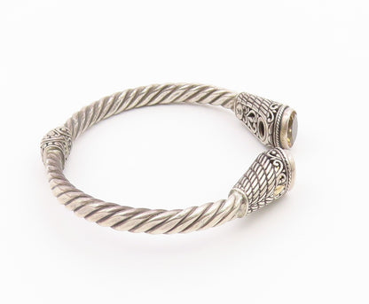 925 Sterling Silver & 18K GOLD  Vintage Citrine Twist Cuff Bracelet  BT8618