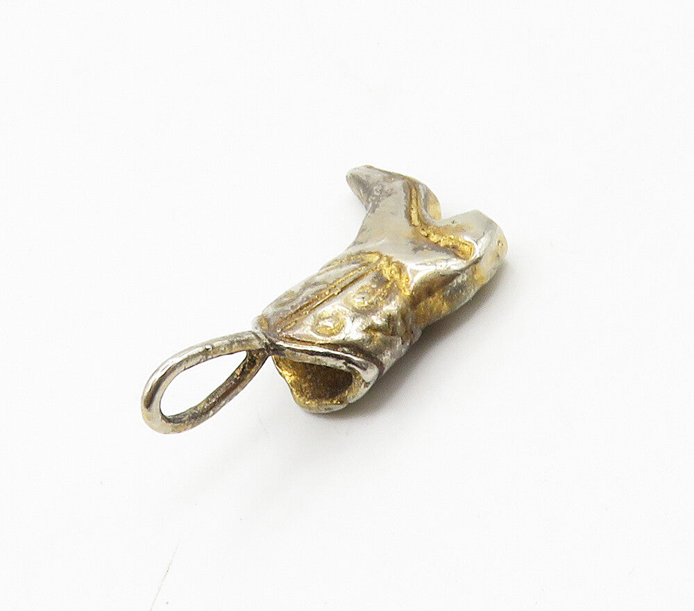 925 Sterling Silver   Vintage Petite Swirl Etched Cowboy Boot Pendant  PT12762