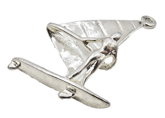 925 Sterling Silver  Vintage Shiny Petite Sail Boat Motif Drop Pendant  PT9041