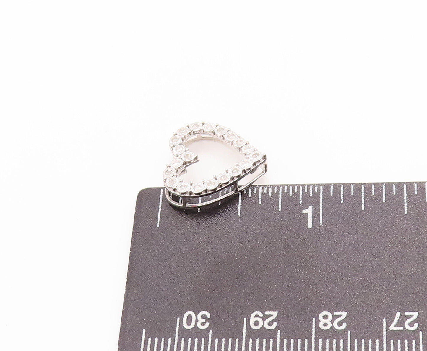925 Sterling Silver Vintage Pendant Floral Diamonds Inlay Cutout Heart  PT23186