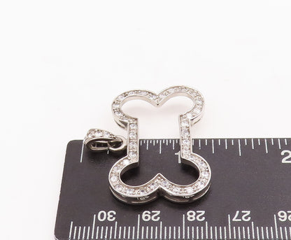 925 Sterling Silver Vintage Pendant Minimalist Bone Topaz Beaded Cutout  PT22846