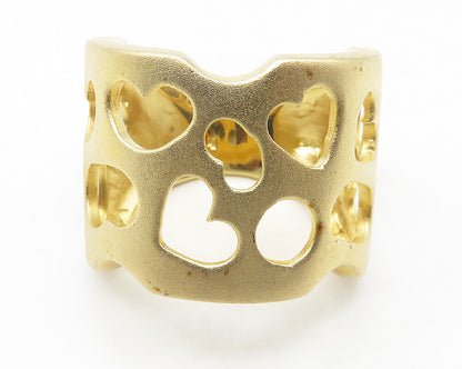 925 Sterling Silver   Shiny Gold Plated Love Hearts Band Ring Sz 6  RG11640