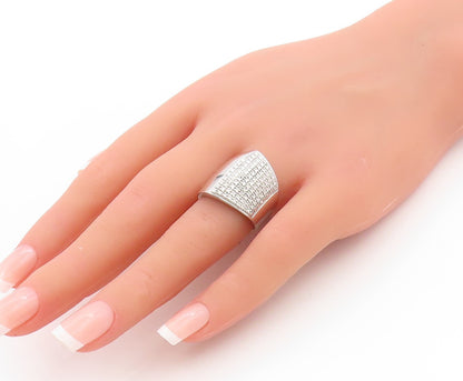 925 Sterling Silver Vintage Ring Sparkling Geometric Signet Band  Sz 7  RG33677