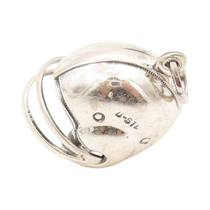 925 Sterling Silver Vintage Pendant 3D Foot Ball Helmet Design Charm  PT24813