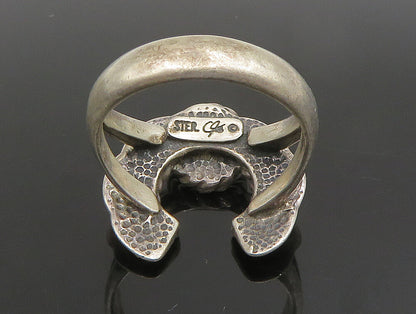CAROLYN POLLACK 925 Silver  Vintage Rope Twist Turquoise Ring Sz 8.5  RG24823